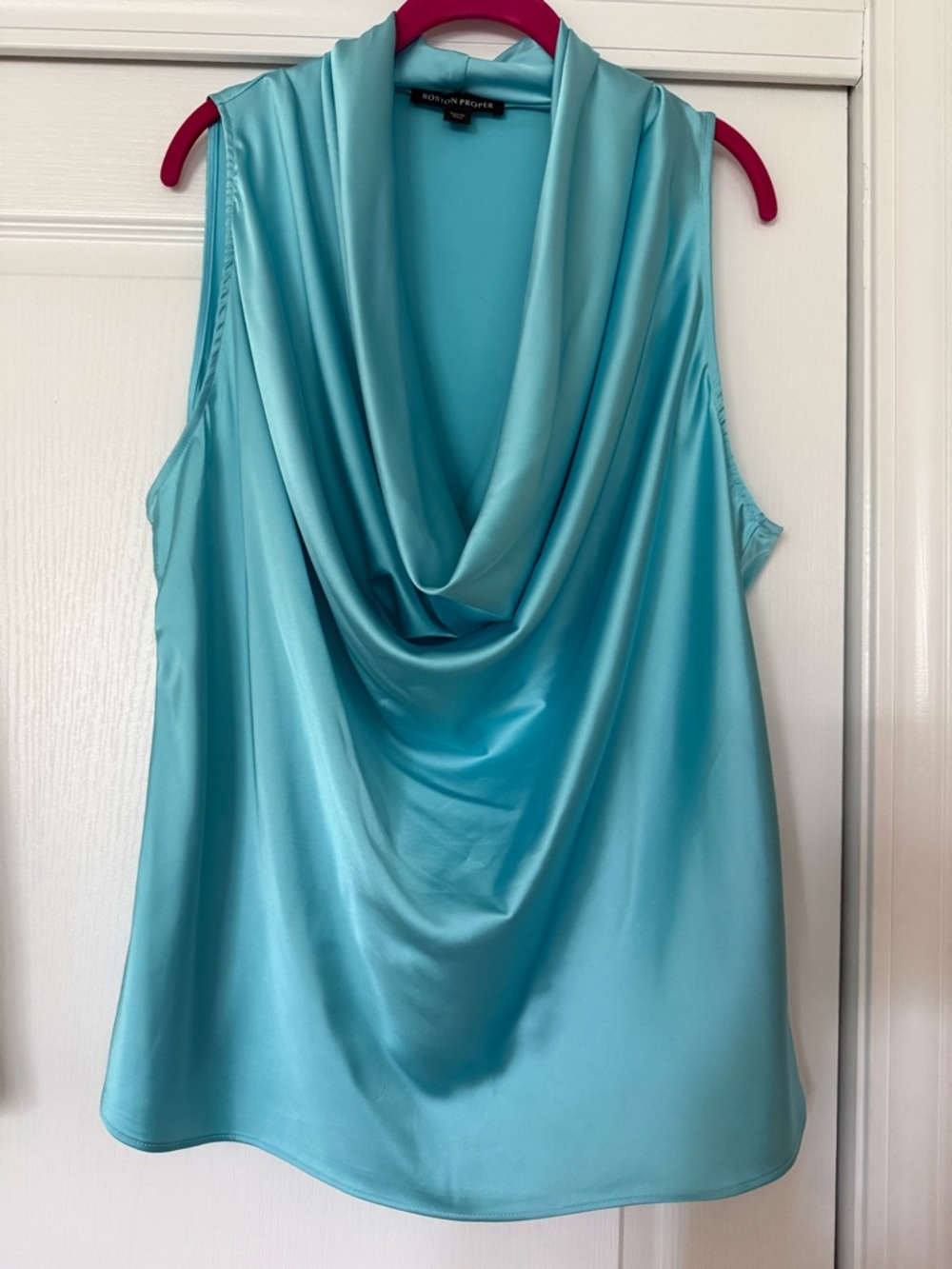 Boston Proper Aqua Draped Cowl Neck Sleeveless Tank